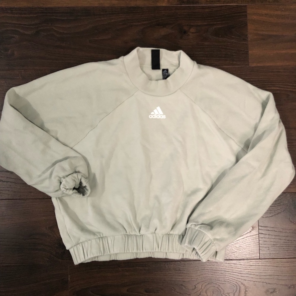 Sage green cropped Adidas crew neck